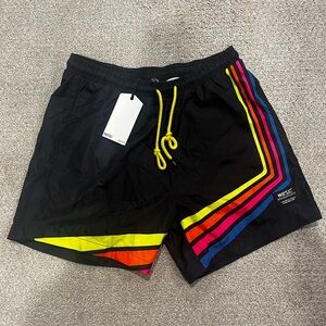 WESC Swim Shorts with Rainbow Stripes